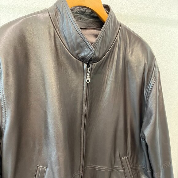 Remy Leather bomber Jacket- Color- Chocolate. Size 42 - Picture 1 of 7